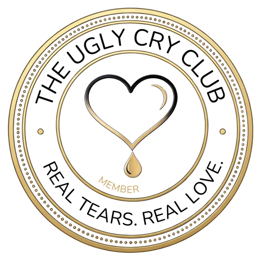 The Ugly Cry Club seal: a heart with a single tear and the words Real tears. Real love.
